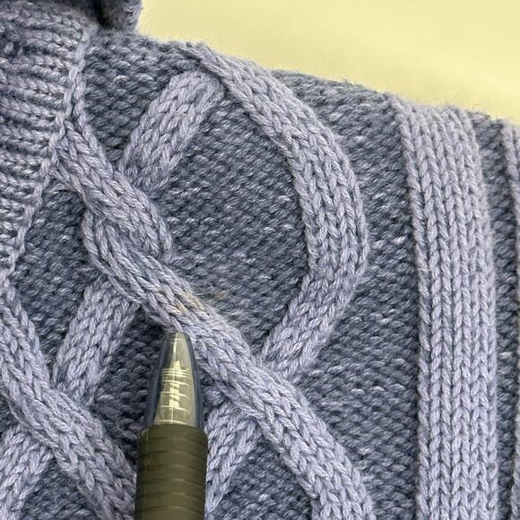 NWD Karen Scott Blue Cable Knit Fisherman Sweater Zip Up Womens Size Large L Y2K - Picture 11 of 12